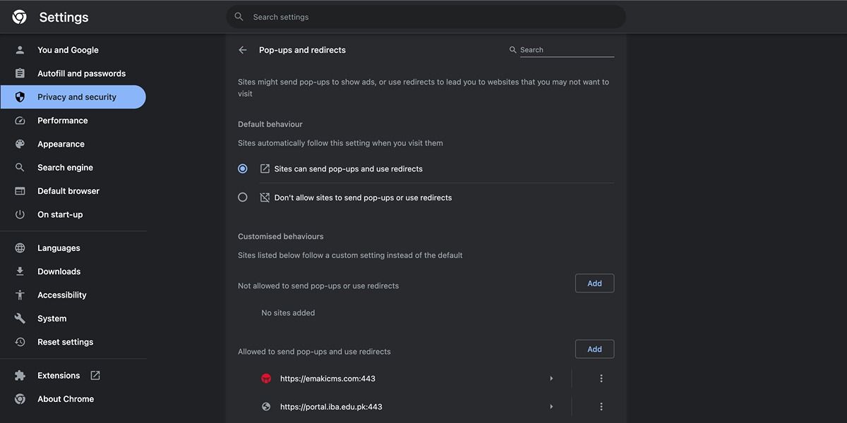 постоянное разрешение всплывающих окон в Chrome