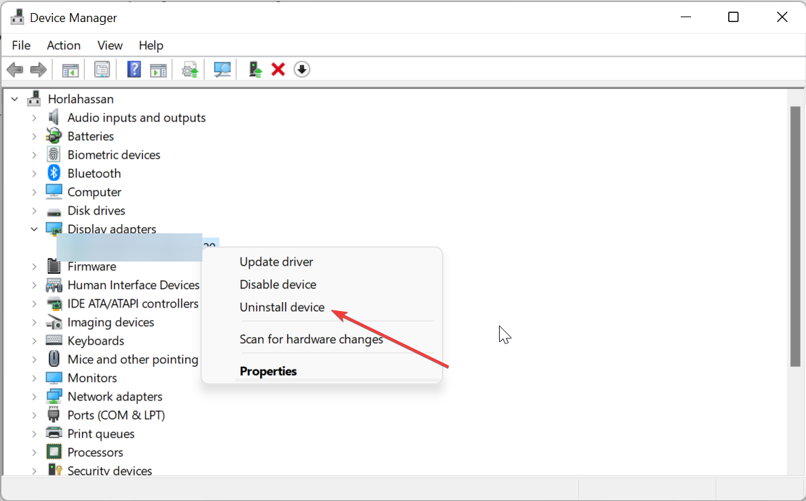 Удаление устройства в Диспетчере устройств