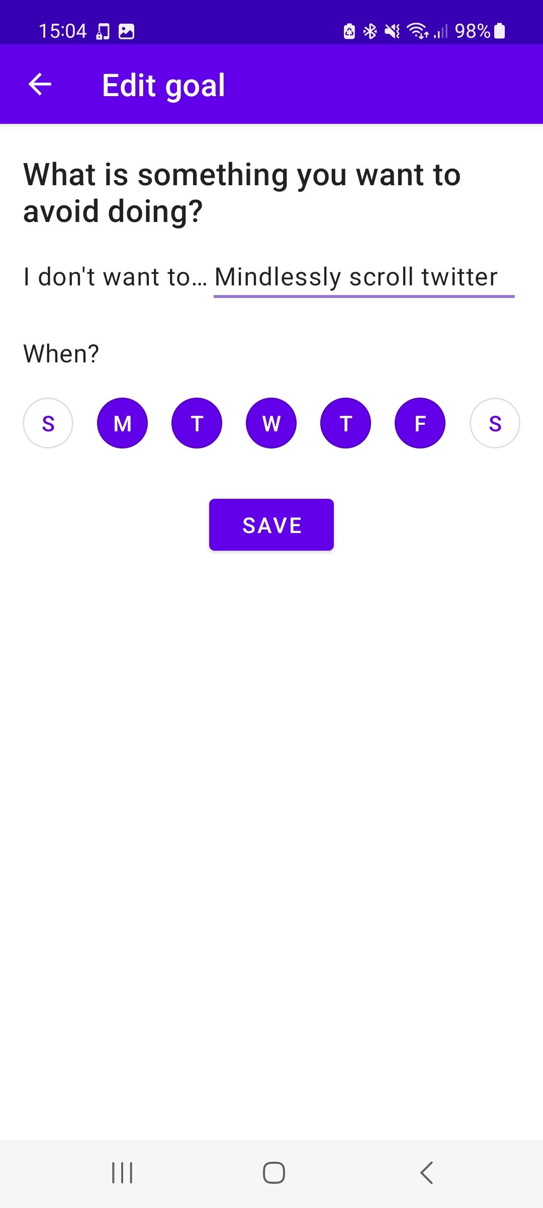 Добавление плохой привычки в приложение To Don't