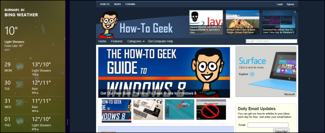 Запуск двух приложений Windows 8 с помощью Snap