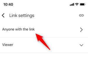 Выберите опцию доступа по ссылке