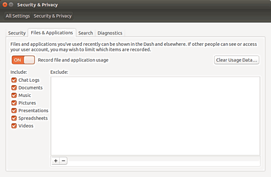 Опция записи использования файлов и приложений