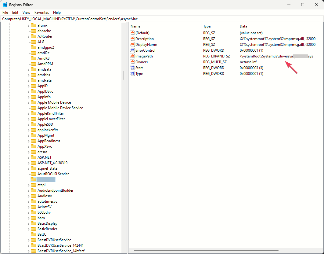 путь ImagePath к драйверу