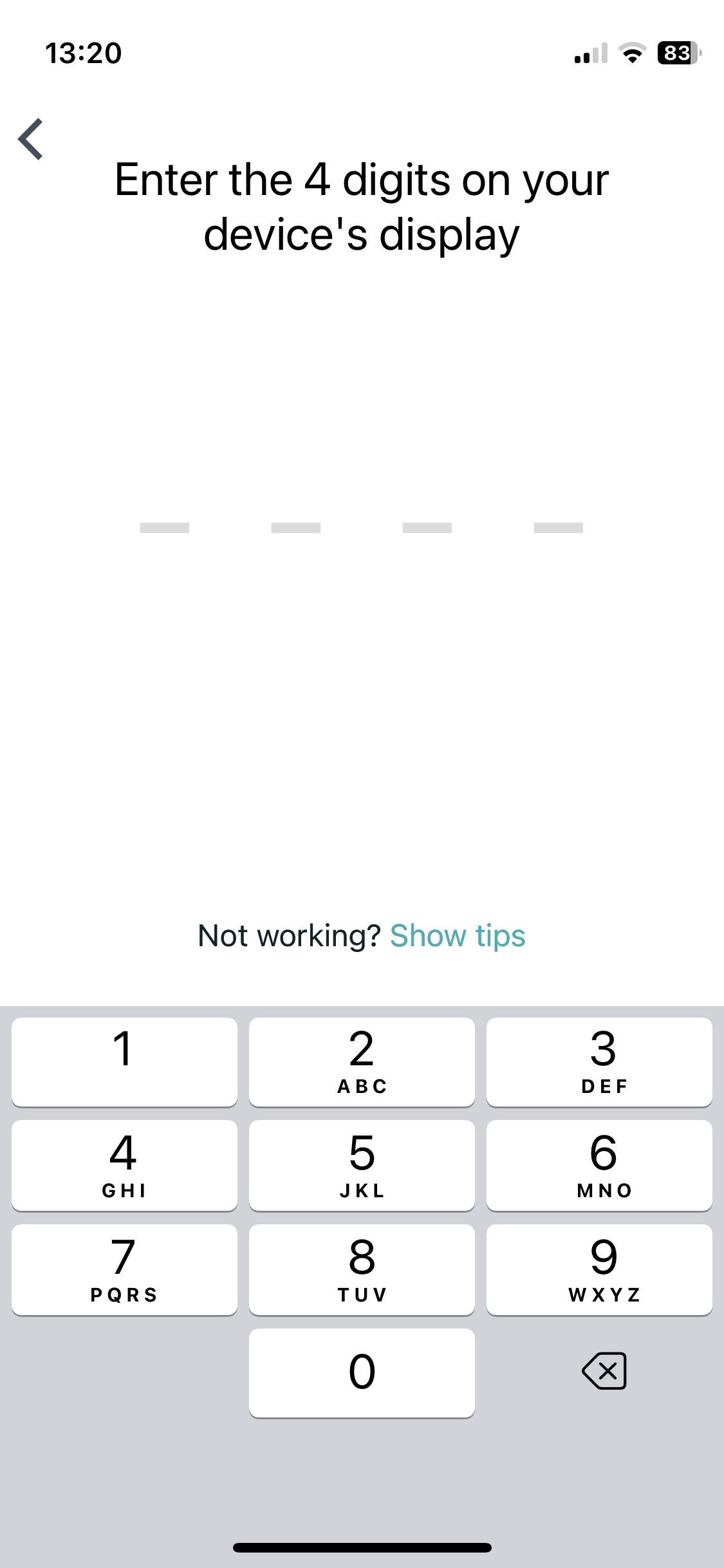 Скриншот: ввод кода сопряжения Fitbit в приложении