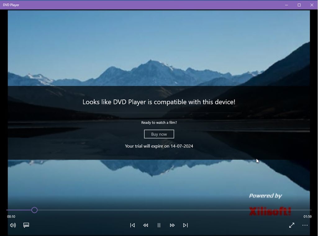 Windows DVD Player — интерфейс приложения
