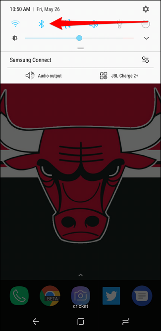 Иконка Bluetooth в шторке уведомлений Galaxy S8