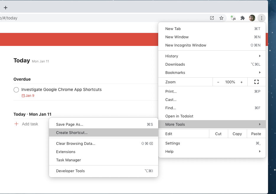 Ярлыки приложений Chrome на macOS