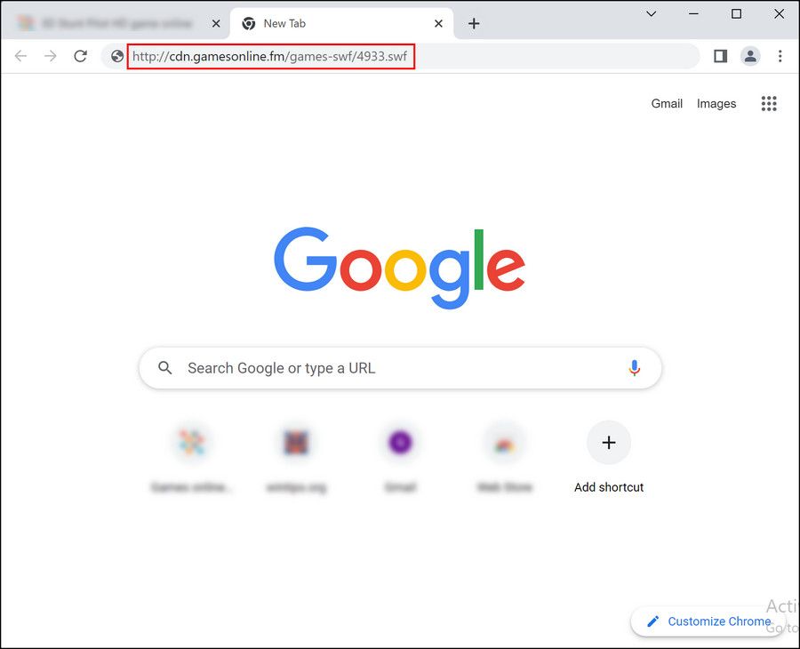 URL SWF в адресной строке Chrome