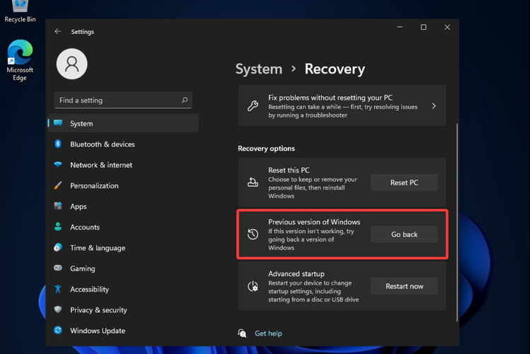 windows previous version