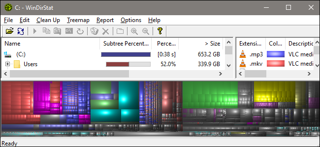 Графическое представление использования диска в WinDirStat