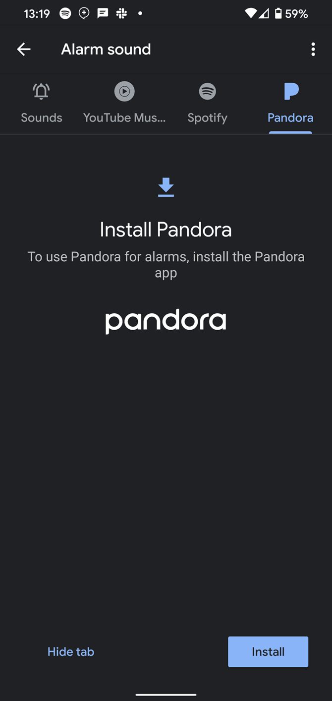 Подсказка установить Pandora из Play Маркета