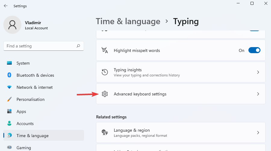 Опция использования панели языка рабочего стола
