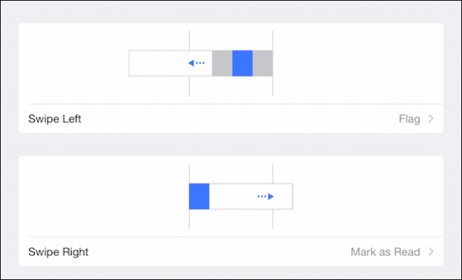 Настройка действий при смахивании письма