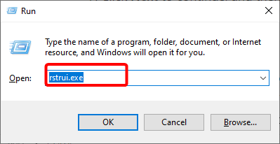 Запуск восстановления системы через rstrui
