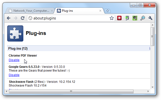 Страница about:plugins с плагином для просмотра PDF