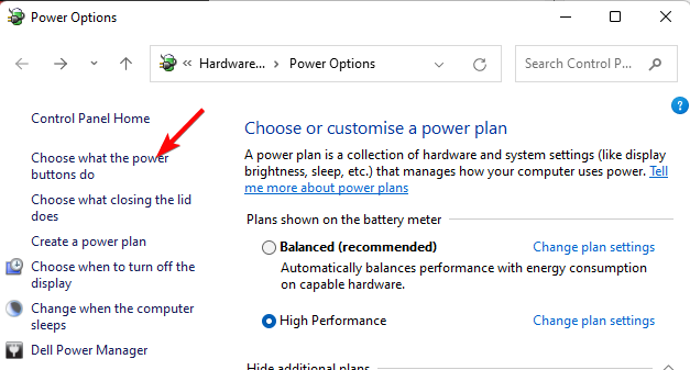 Переход к действиям кнопок питания
