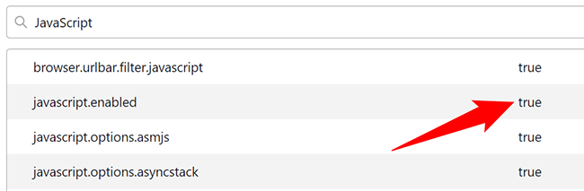 Настройка javascript.enabled включена в Firefox