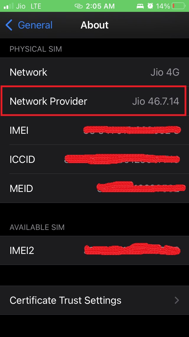 Настройки оператора связи в iOS