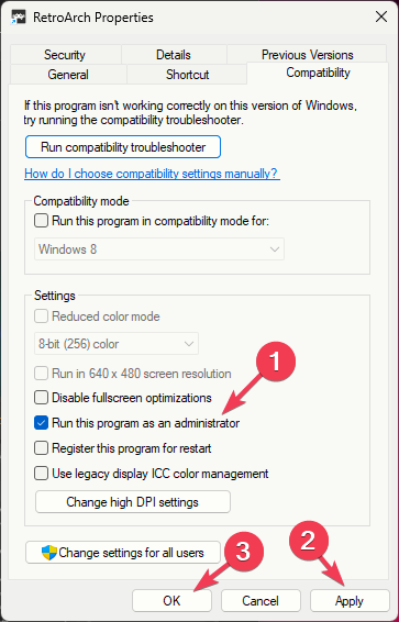 Параметр запуска от администратора в свойствах программы
