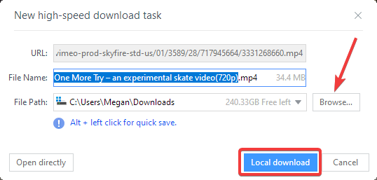 Сохранение видео локально в UC Browser.