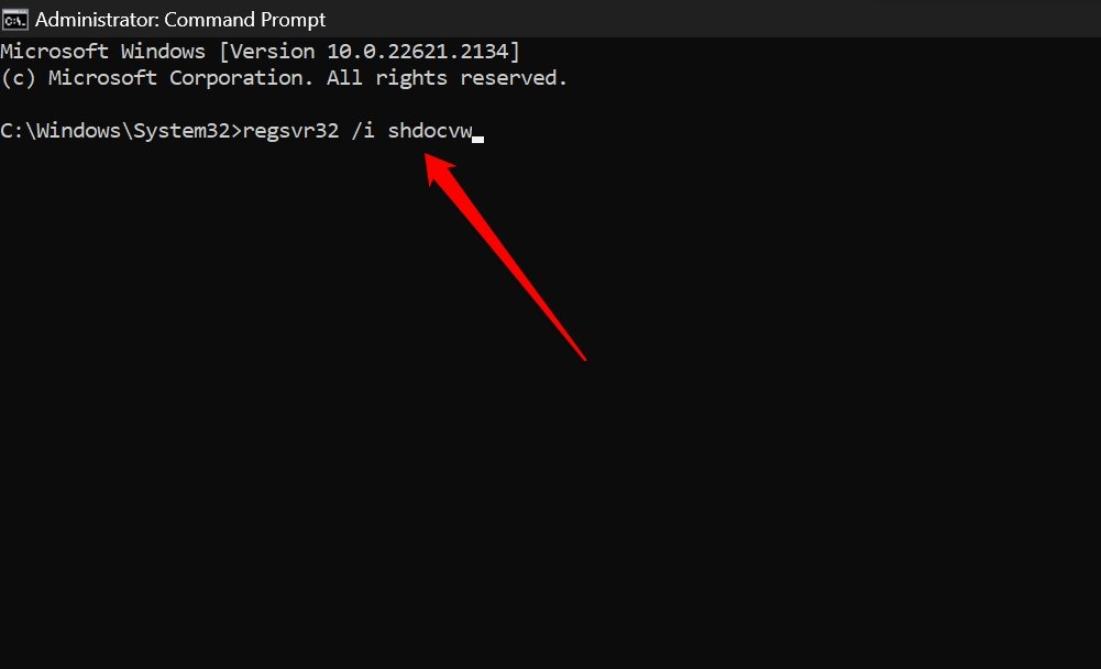 Регистрация shdocvw.dll с помощью regsvr32