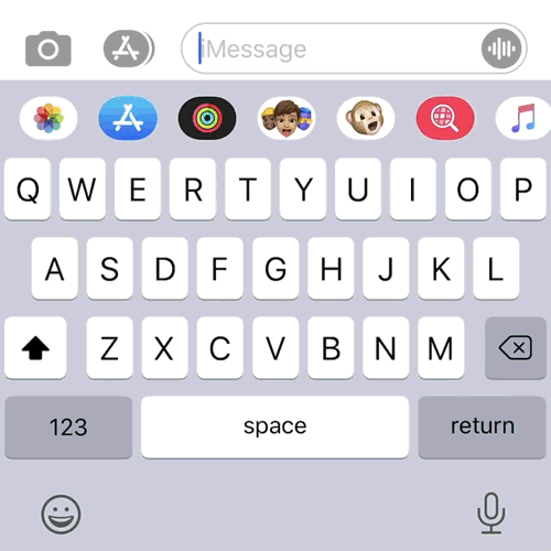 Выбор эмодзи через ввод слова и панель QuickType