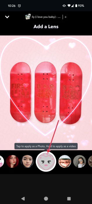 Применение линзы к изображению из фотопленки в Snapchat