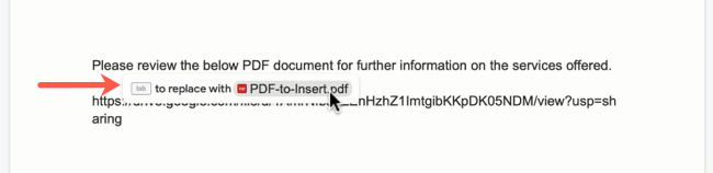 Всплывающее окно с иконкой ссылки в Google Docs