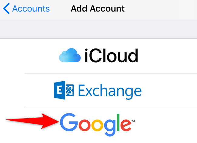 Выберите «Google».