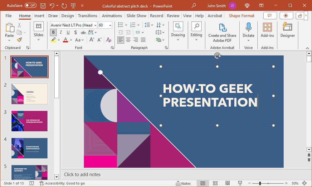 Локальное приложение PowerPoint на Windows PC открыто.