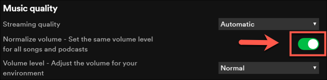 Отключите нормализацию звука, передвинув ползунок рядом с «Нормализовать громкость».