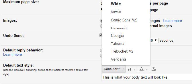 Настройка шрифта тела письма в Gmail