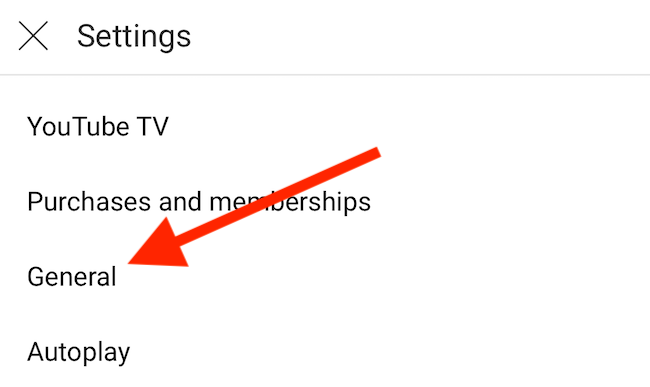 Выберите кнопку «Общие»