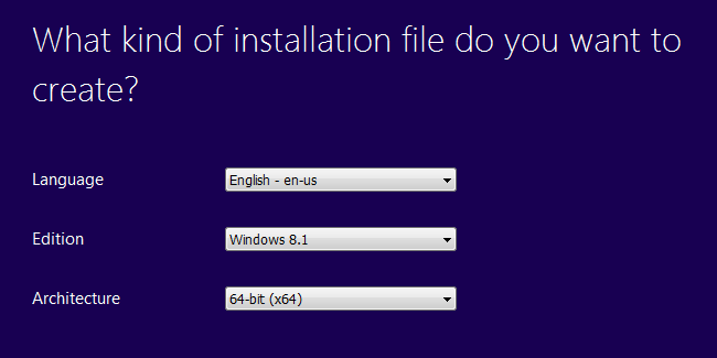 Средство создания установочного носителя Windows — выбор версии и параметров