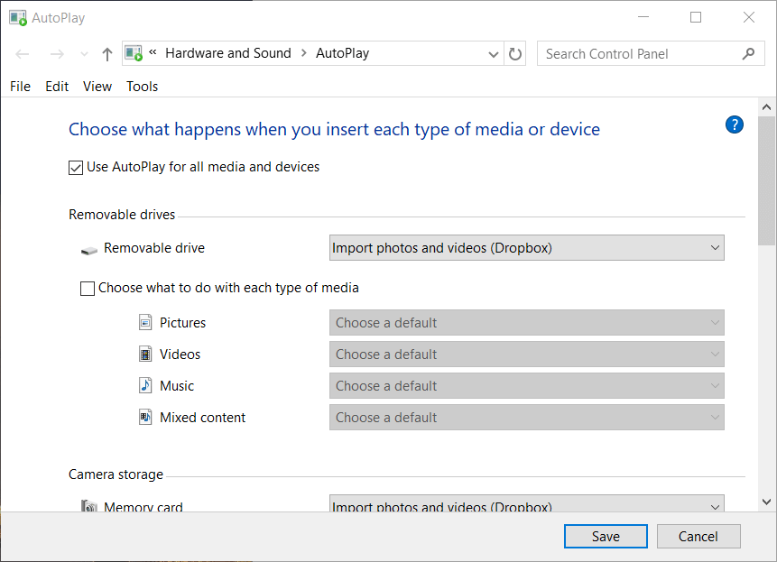 Applet AutoPlay di Windows