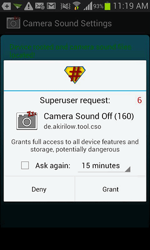 Android: Kamera-Auslösegeräusch stummschalten