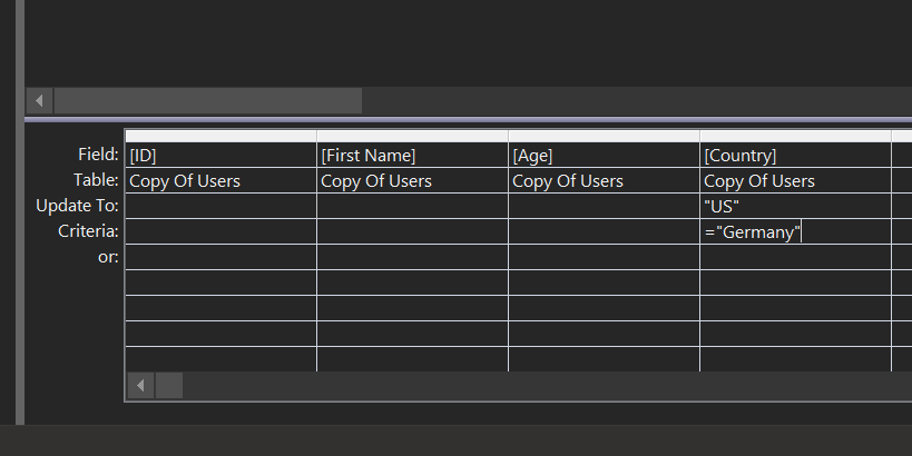Критерий Update