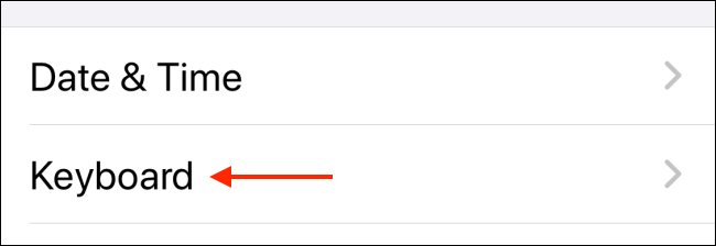 Нажмите «Клавиатура» в разделе Основные
