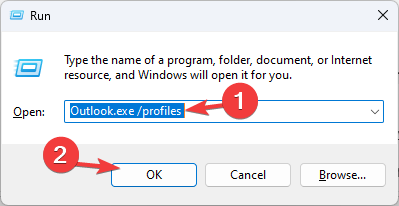 Запуск Outlook с параметром profiles