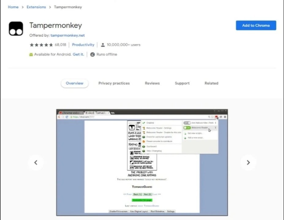 Tampermonkey/Greasemonkey: менеджер userscript в расширениях
