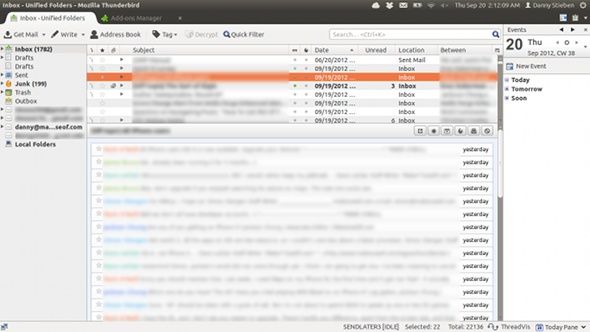 Скриншот синхронизации Gmail в Linux