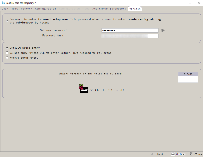 Запись конфигурации WTWare на карту Raspberry Pi