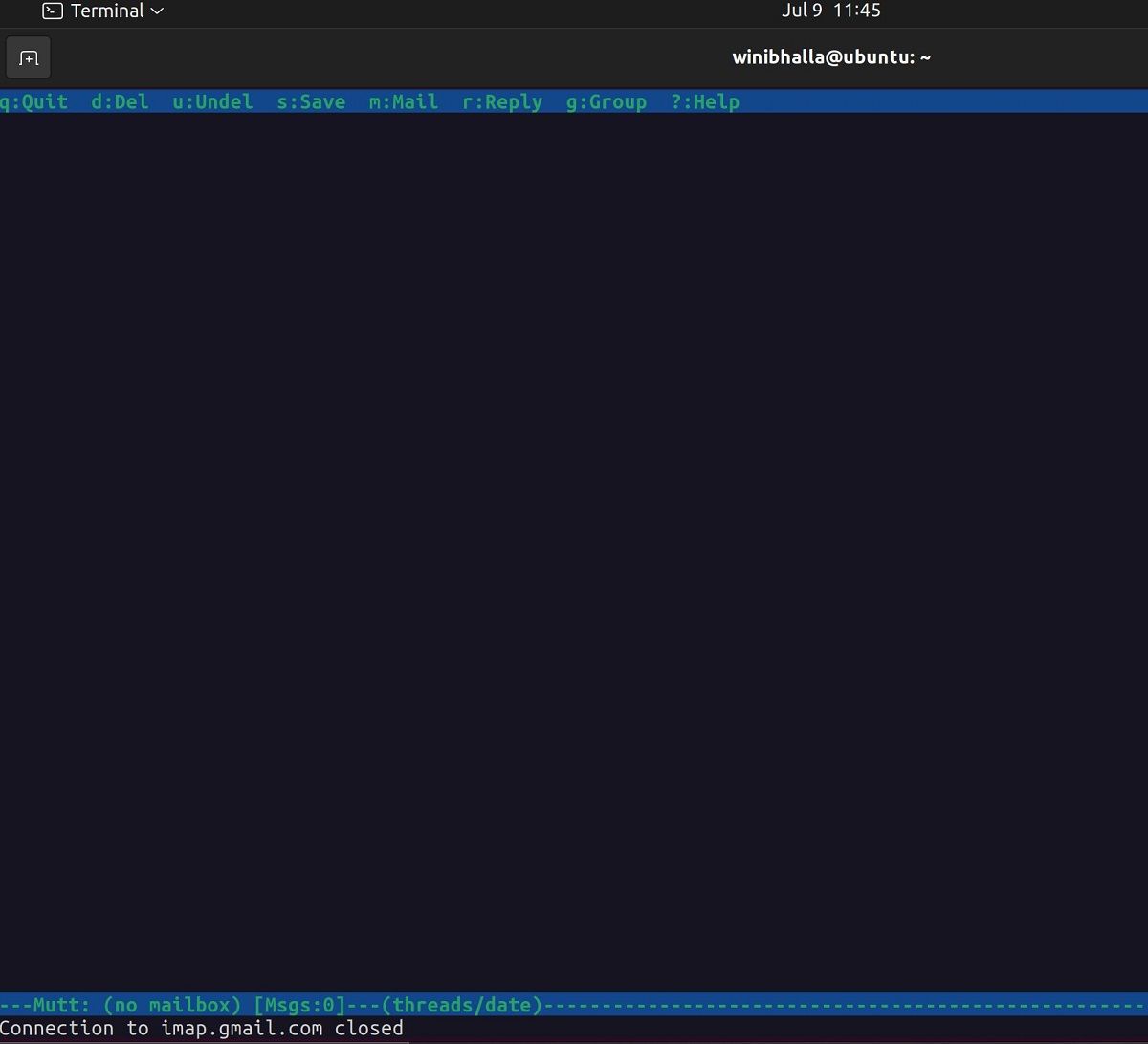 Используйте встроенные команды для навигации по почте в Mutt
