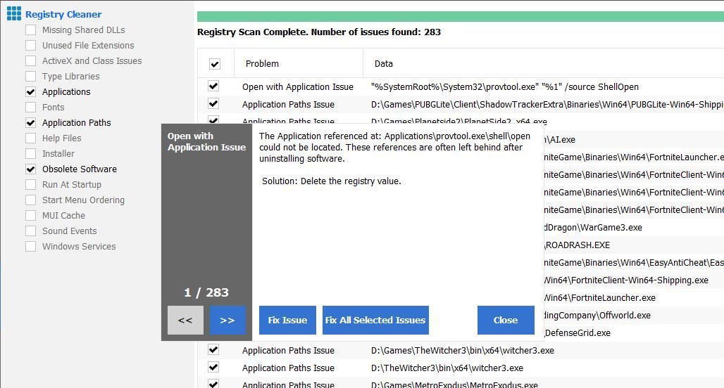 Кнопка Fix All Selected Issues в CCleaner