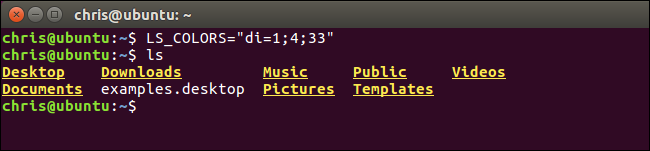 Иллюстрация сочетаний атрибутов и цветов для ls