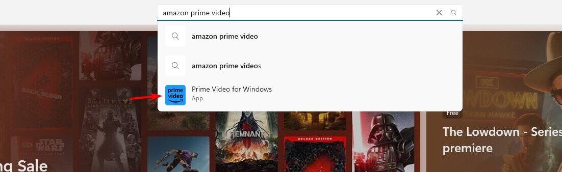 Résultat Amazon Prime Video dans Microsoft Store