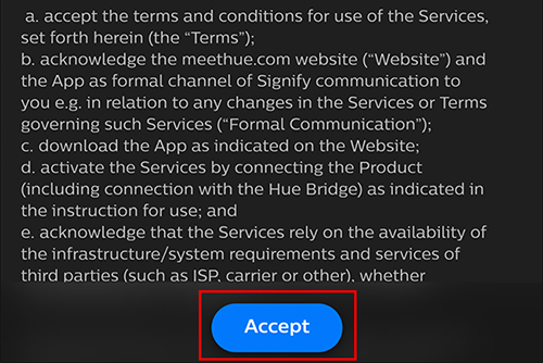 Agree to the Terms and Conditions by tapping 