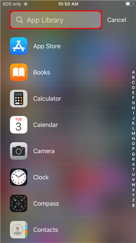 В строке поиска введите название приложения для быстрого поиска. 