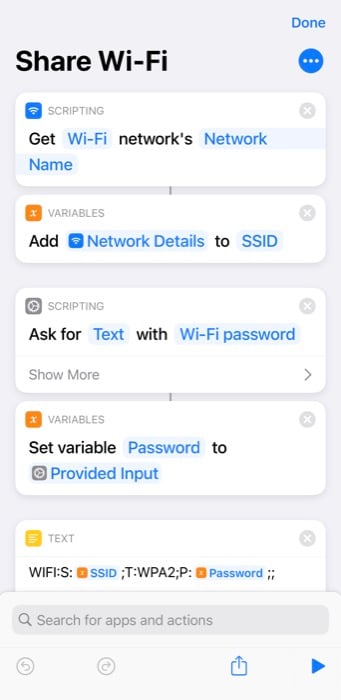 Изменение входа в ярлык в Shortcuts