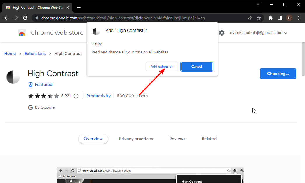 Подтвердить добавление расширения в Chrome